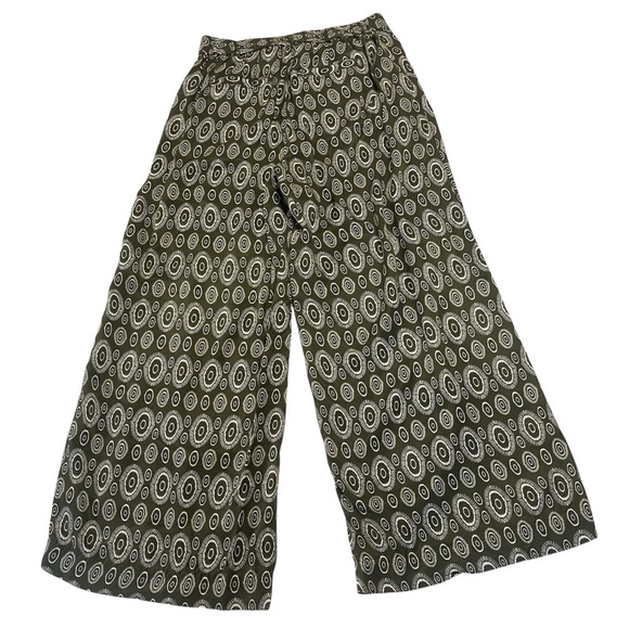 Philosophy High Rise Wide Leg Green Geo Print Pants 100% Viscose Size 6 - Picture 2 of 7